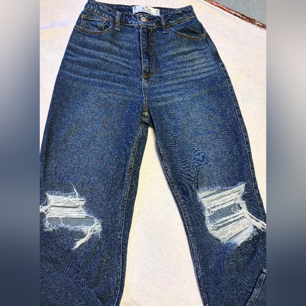 Hollister Dark Blue Distressed Boyfriend Jeans